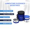 Oliveware Lovely Stylo Lunch Box, Leak Proof & BPA Free Lid, 3 Stainless Steel Containers (2x290ml & 450ml), Fabric Jacket - Blue view 3