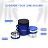 Oliveware Lovely Stylo Lunch Box, Leak Proof & BPA Free Lid, 3 Stainless Steel Containers (2x290ml & 450ml), Fabric Jacket - Blue view 4
