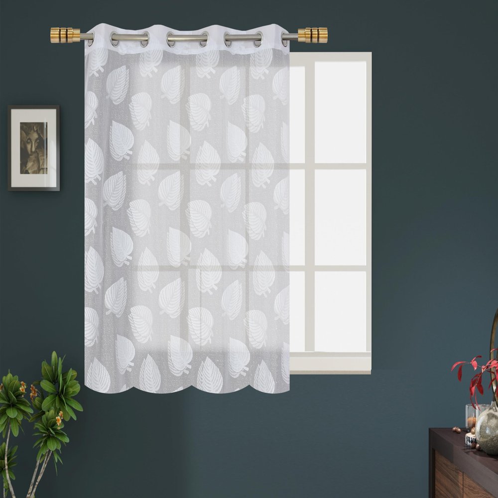 FRESH FROM LOOM Sheer Curtains 5 Feet Window | Net Curtain | Semi Transparent Tissue Screens Parda | Grommet Curtains Ring Curtains Parde (4X5 Feet, White, 1Pc Only)