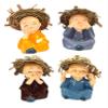Decoration Homey Hat Monks Buddha Figurines Showpiece Set Of 4 For Car Dashboard home Decoration Miniature Garden Living Room Decorative Item (Design 3 with hat) view 1