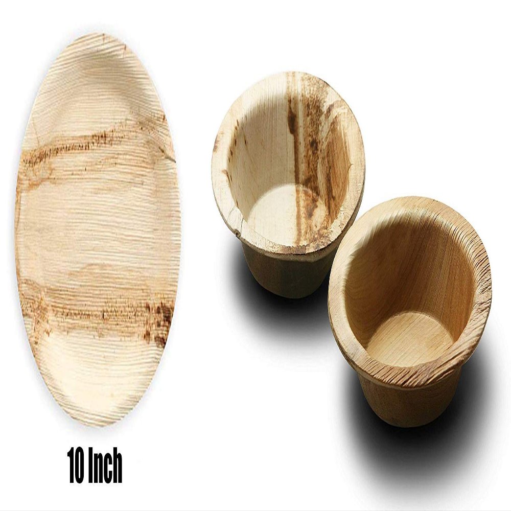 Crazy Sutra Eco-Friendly Disposable - Combo of Round Areca Palm Leaf Plates-10 Inch (12pc) & Palm Leaf Bowl 4-inch (12pc) for Parties, Birthdays,Travel Great for Parties, Bbqs,Picnics and Events