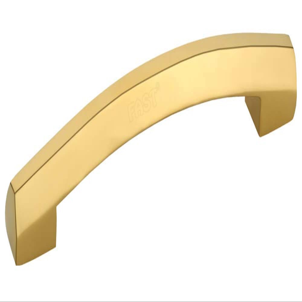 FAST CP30 S- PVD Gold C Curved Furniture Cabinet Handles for Pull Wardrobe Door, Kitchen Drawers, Dresser Drawer 2pcs (96mm, 4 Inch)
