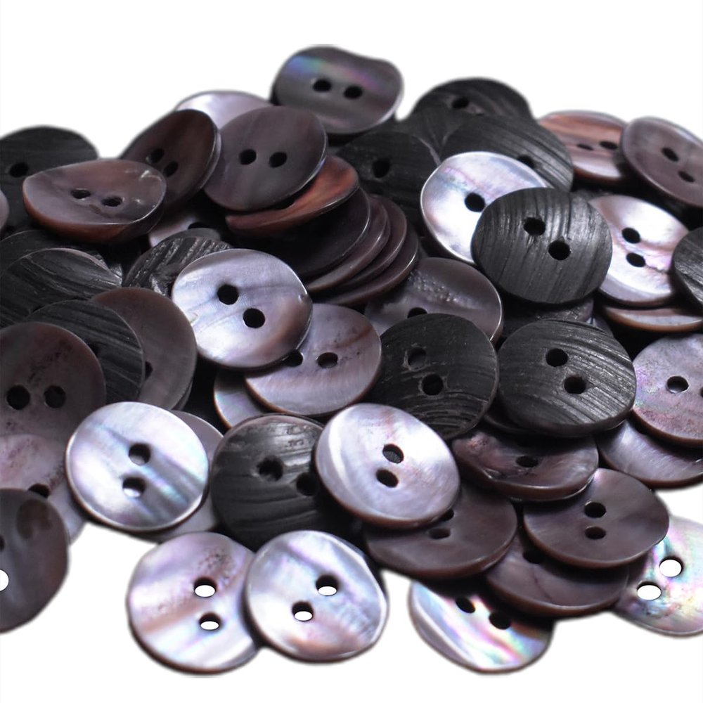 Embroiderymaterial Four Hole Round Mother of Pearl Buttons for Embelishment, Sewing and Crafting (72 Pieces, Greyish Purple) (15 MM)