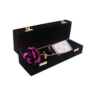 Msa Jewels Artificial Rose Flower And Box & Certificate (Purple), Artificial Flora