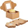 HOME REPUBLIC- Brownie Box Pack of 20 (3X3X2 INCH Size) Brownie Box Natural Brown Bakery Box with Window 3X.3X.2.5 Cupcake Boxes, Gift Box, Wedding, Party Favor, Donut, Pie, Cookie Boxes view 3
