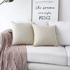 Khooti Jute Cushion Cover | 26x26 Inch, Light Linen | Throw Pillow Cover for Couches, Chairs, Sofas, Beds, Coffee Tables, Living Rooms, Bedrooms, Modern Boho Design view 2