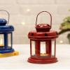 Homesake Star Light Decorative Metal Lantern Indoor/Outdoor Hanging Lantern | Set of 2 Designer Candle Tealight Holder | Festive Decor | Diwali Decoration for Home- Red Blue view 2