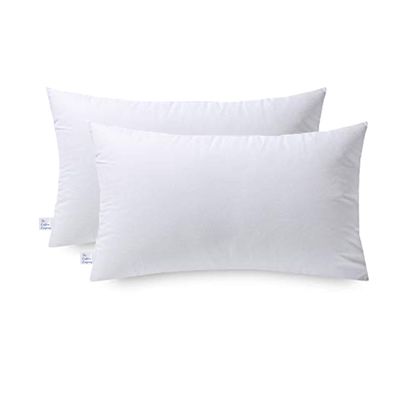 The Cushion Company- TCC Small 12 x 18 inch Micro Fiber Cushions for Sofa and Bed - Pack of 2, White