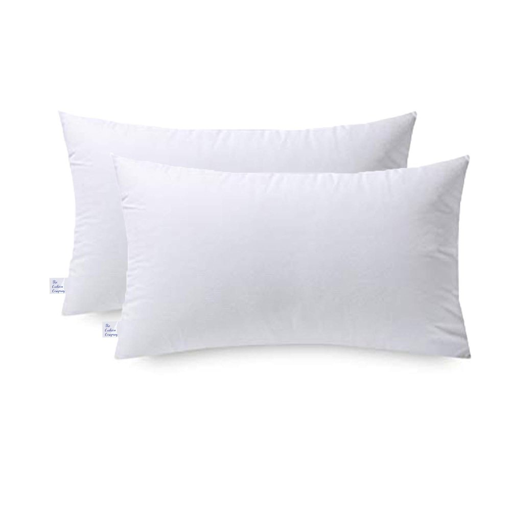 The Cushion Company- TCC Small 12 x 18 inch Micro Fiber Cushions for Sofa and Bed - Pack of 2, White