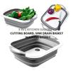 VDHJA Multi Eco-Friendly Anti Slip Plastic Flexible Kitchen PP Foldable Cutting Board with Collapsible Colander view 4