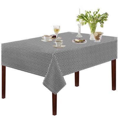 Oasis Home Collecton Cotton Printed Table Cloth - Grey Diamond - 6 Seater