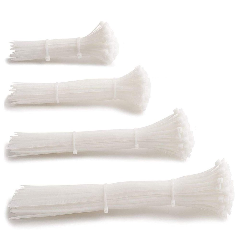 ART IFACT Nylon 250 Pieces of Nylon Cable Tie 4, 6, 8 and 10 inch- Super Strong, Natural Colour (Combination 1)