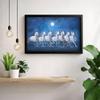 LIFEHAXTORE  Xtore Seven Lucky Running Vastu Horses Art Framed Painting (Ocean Blue, 12 Inch x 18 Inch) view 2