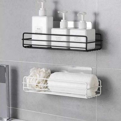 ZURATO Metal Shelf Storage Wall Mounted Durable Bathroom Shelf Organizer Rack with Strong Adhesive Hooks