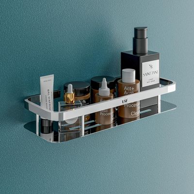 USF Elegance Bathroom Storage Shelf, Stainless Steel Wall Mounted Organizer for Toiletries and Kitchen Accessories, Compact Shelf Design, High Load Bearing Capacity (Pack of 1)