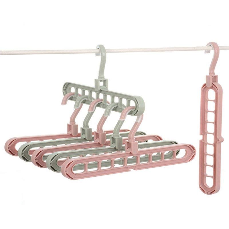 Hetarmi Multi-Function Storage Rack Magic Rotating Anti-Skid Folding Drying Rack Portable Hanging Household Wet and Dry Clothes Hanger Closet Hook Pack of 5 (Multi Color)