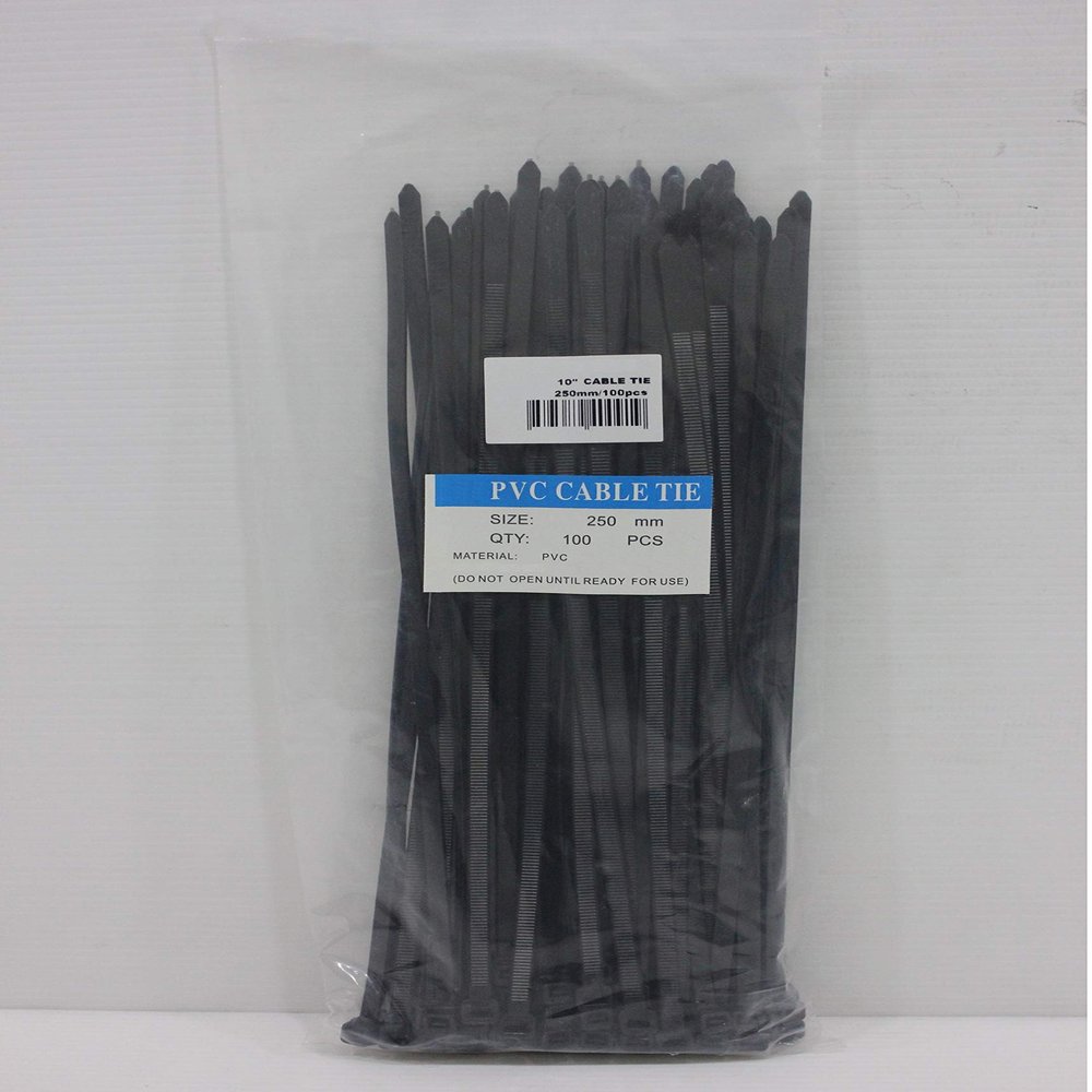 HIKEN PVC Cable Tie (100mm - 300mm) Black (500, 250MM)