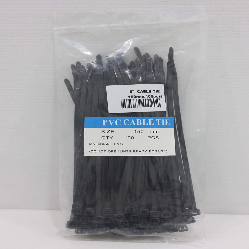 HIKEN PVC Cable Tie (100mm - 300mm) Black (300, 150MM)
