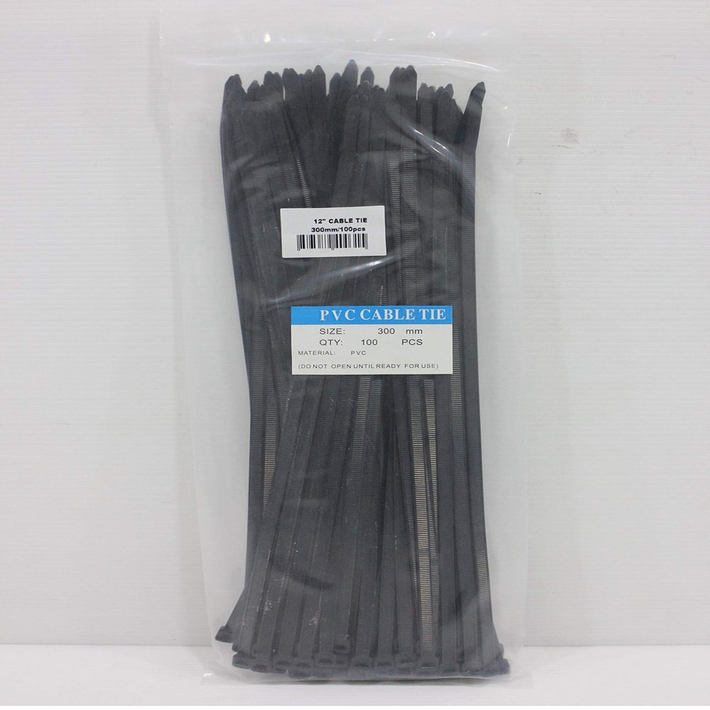 HIKEN PVC Cable Tie (100mm - 300mm) Black (400, 300MM)