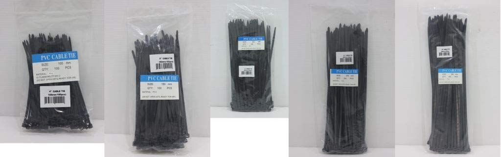 TINAX PVC Cable Tie Black (100mm-300mm) (800, 200MM)