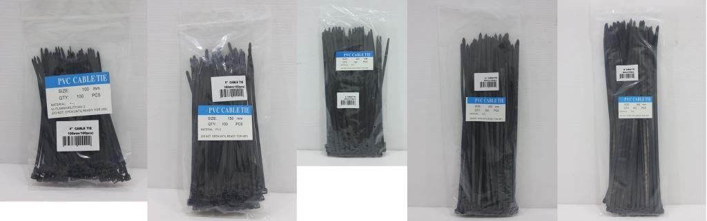 TINAX PVC Cable Tie Black (100mm-300mm) (800, 200MM)