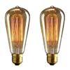 Homesake Pear Shape Edison Tungsten Squirrel Cage Filament Vintage Antique Light Bulb E27 ST64, Set of 2 view 1