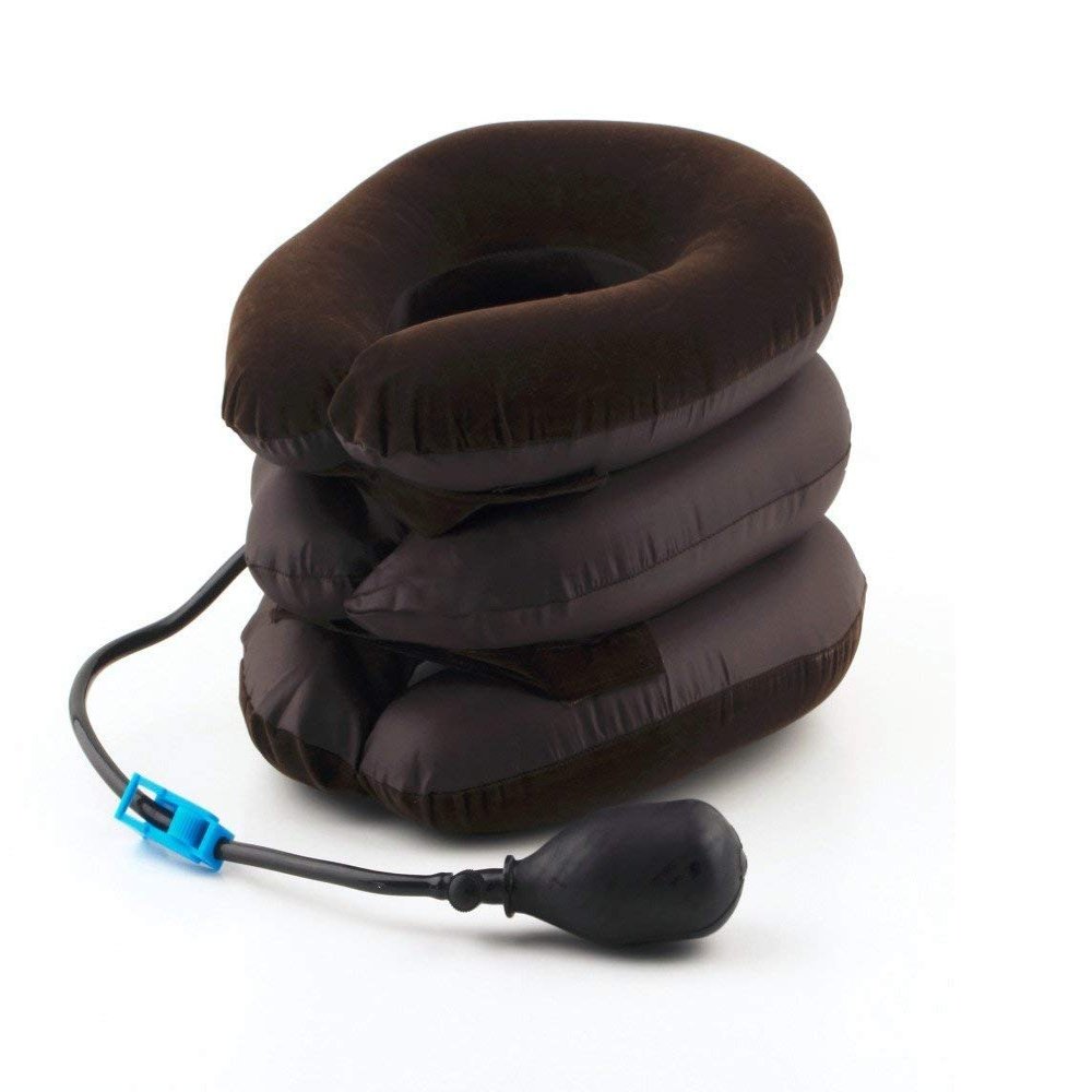 Denique Pillow Traction Device Massager For Pain And Stress Relief Neck Support Cervical Airbag 3 Layer Massager For Neck Cervical Spine (Unisex, Black)