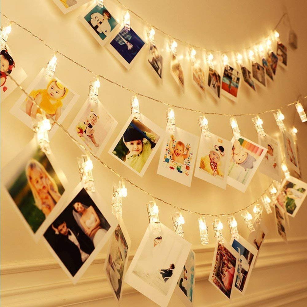 MIRADH Led Photo String Lights- 20 Photo Plug Powered Fairy Lights,Lights (10 Feet,Warm White 20 Clips,Corded Electric,Plastic),3 meters