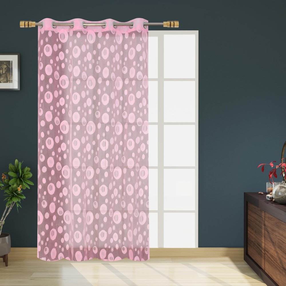 FRESH FROM LOOM Sheer Curtains 7 Feet Long Door and Window | Net Curtain | Semi Transparent Tissue Screens Parda | Eyelet Ring Parde (4 x 7 feet, Pink, 1pc Only)