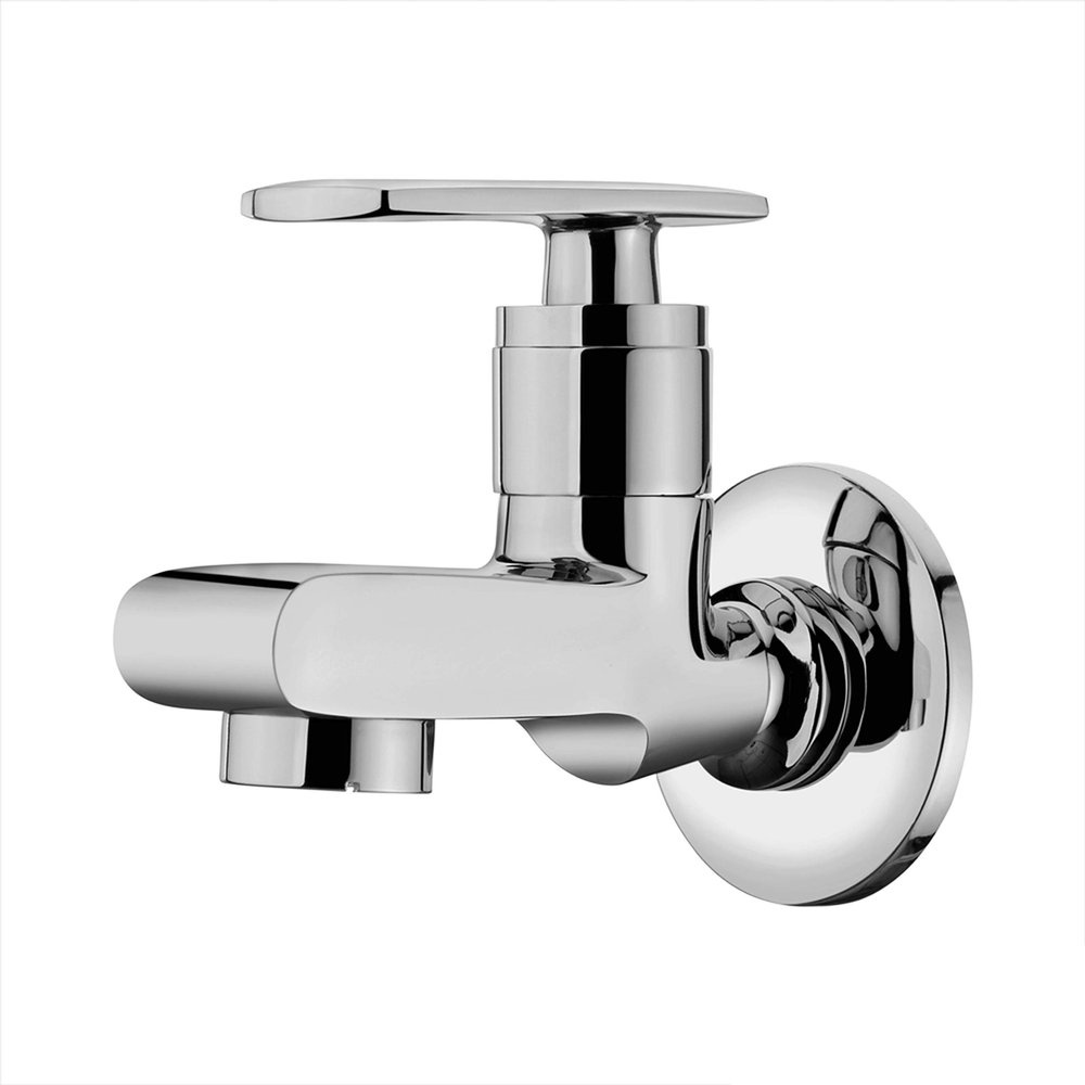 GANGA Liva Bib Cock with Foam Flow & Wall Flange (Brass Chrome Finish)