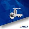 GANGA Liva Bib Cock with Foam Flow & Wall Flange (Brass Chrome Finish) view 3