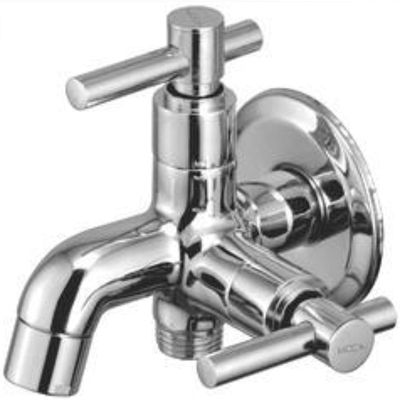 A to Z Sajal 2 in 1 Bib Cock Chrome Plated Brass Tap for Bathroom/Kitchen