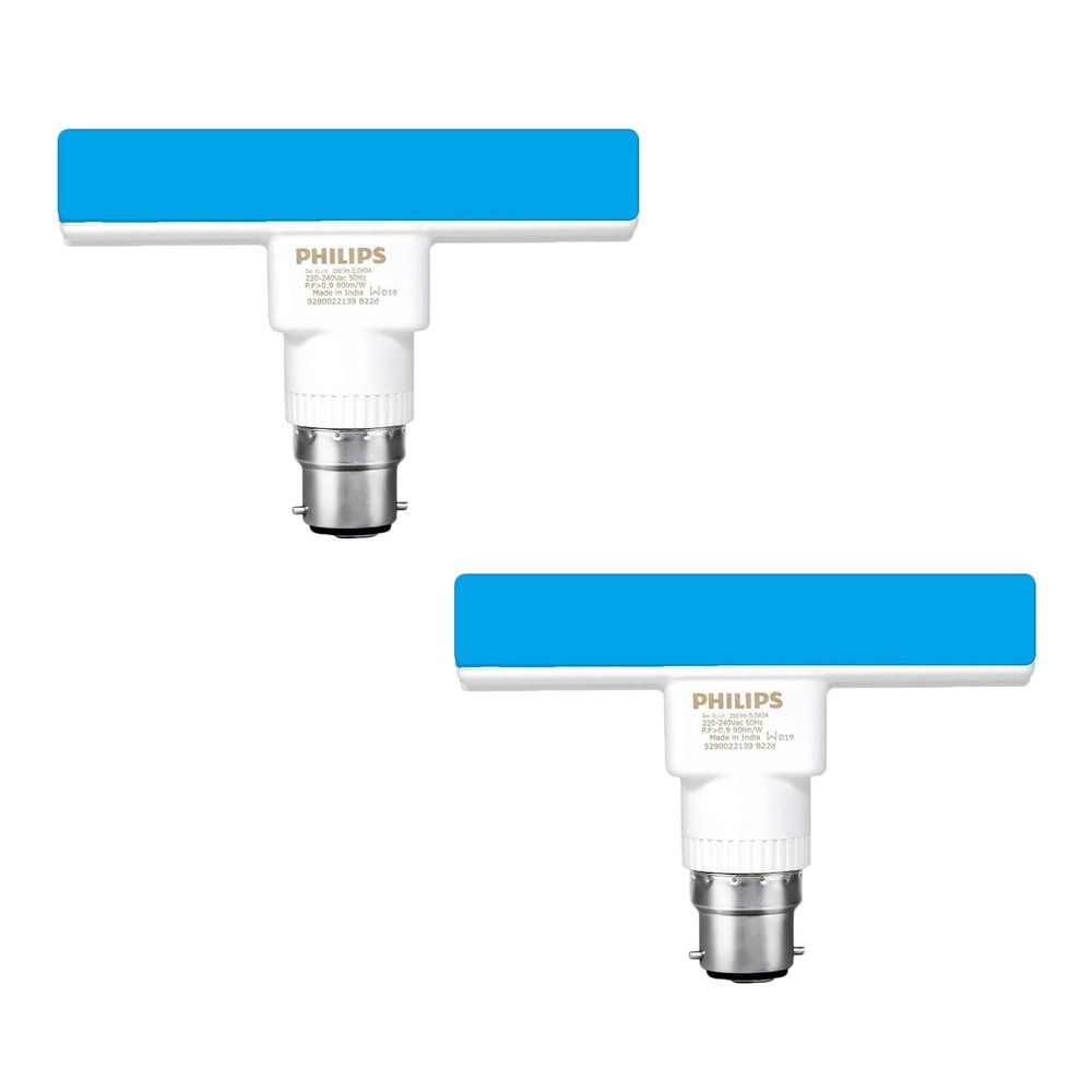 PHILIPS T-Bulb Rangoli B22 5-Watt LED Bulb (Blue) - Pack of 2