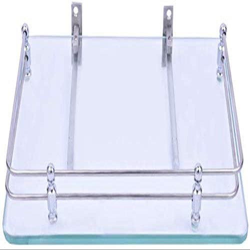 A to Z Glass Polished finish Shelf Stand with F Bracket ( Transparent, 10" X 9")