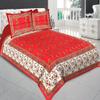 E Elma Pure Cotton Rajasthani Tradition Queen Size Jaipuri Double Bedsheets with 2 Pillow Covers (Standard, Red) view 1
