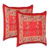 E Elma Pure Cotton Rajasthani Tradition Queen Size Jaipuri Double Bedsheets with 2 Pillow Covers (Standard, Red) view 3
