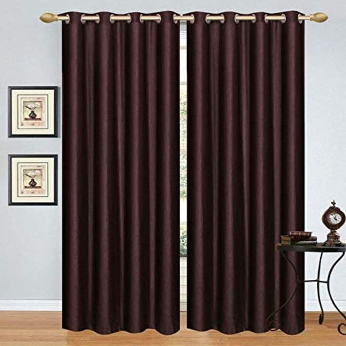 Panipat Textile Curtain Polyresin Solid Grommet Curtain, Window - 6 Feet, Brown, Pack of 1, Grommets, Eyelet