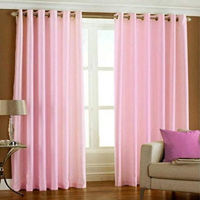 Panipat Textile Curtain Polyresin Solid Grommet Curtain, Window - 6 Feet, Pink, Pack of 1, Grommets, Eyelet