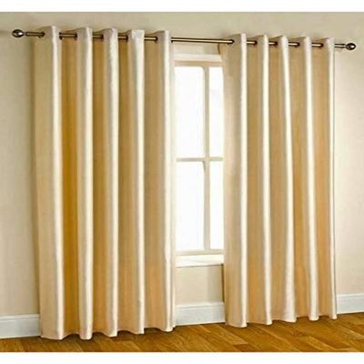 Panipat Textile Curtain Polyresin Solid Grommet Curtain, Window - 6 Feet, Cream, Pack of 1, Grommets, Eyelet