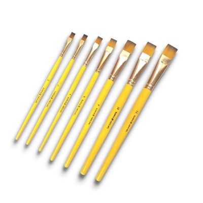 KAMAL Artist Quality Professional Short Length Hair Flat Paint Brushes Set in TAKLON for Oil, Water, Acrylic Painting. Modern Art, Nail Art ETC.