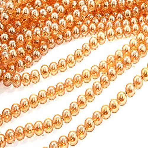 The Design Cart 4MM Golden Transparent Glass Pearl for Jewellery Making, Beading, Art and Craft Supplies (1 String)