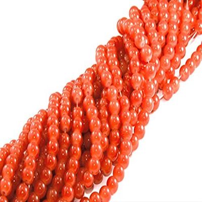 The Design Cart 6MM Orange Spherical Glass Pearl for Jewellery Making, Beading, Art and Craft Supplies (1 String)
