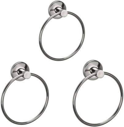 GOLD BELL Towel Ring Silver Stainless Steel Towel Ring Holder (Set of 3)