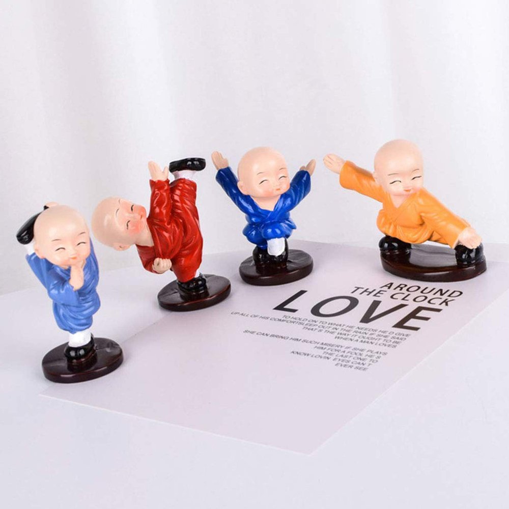 TIED RIBBONS Polyresin Action Buddha Showpiece, Small, Multicolour, Set of 4