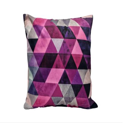 Khooti Velvet Cushion Cover, 20x20 (Triangular Pink)(Pack of 1)