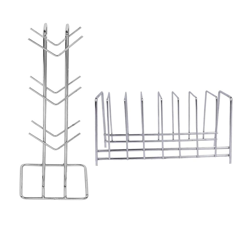 Oc9 Utensils Holders Plate Stand / Dish Rack & Cup Stand / Cup Holder Stand for Kitchen