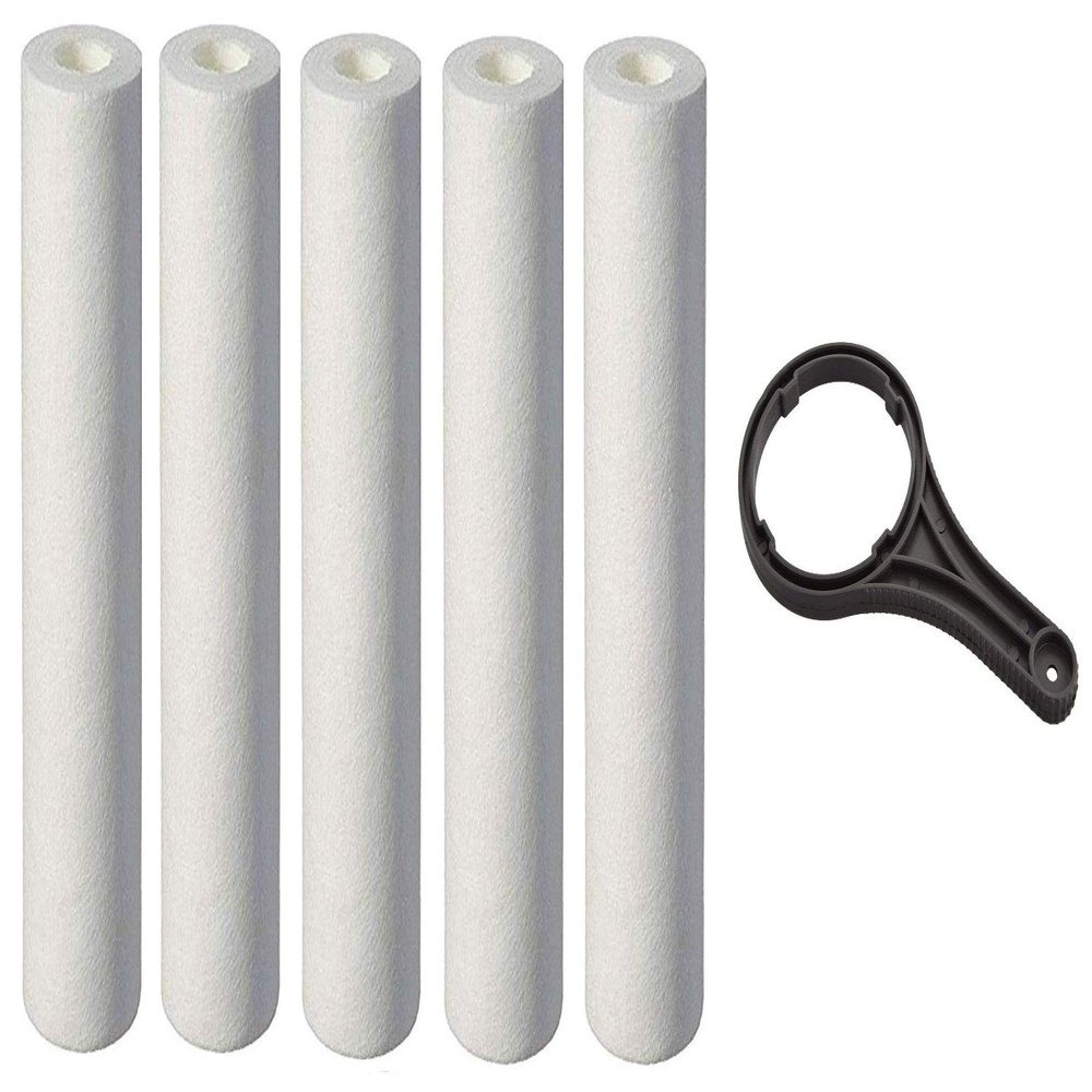Laninfosys Ro PP Spun Pre Filter 10" x 25 inch + Spanner, Suitable for All RO Water Purifier - 5 Pcs