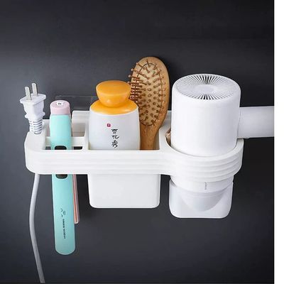 ZURATO Durable Plastic Wall Mounted Hair Care Tools Holder for Blow Dryer, Straightener, dryer storage rack, Adhesive Hair Dryer Holder, Hair Care Tools Organizer(No Drilling, Multicolor, Large)