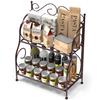 Classic Shoppe 2-Tier Foldable Wrought and Cast Iron Spice Shelf Rack Kitchen Bathroom Countertop Storage Organizer (Black) view 1