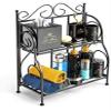 Classic Shoppe 2-Tier Foldable Wrought and Cast Iron Spice Shelf Rack Kitchen Bathroom Countertop Storage Organizer (Black) view 3